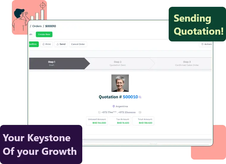 Invent ERP: Easy to send customize quotation via email.