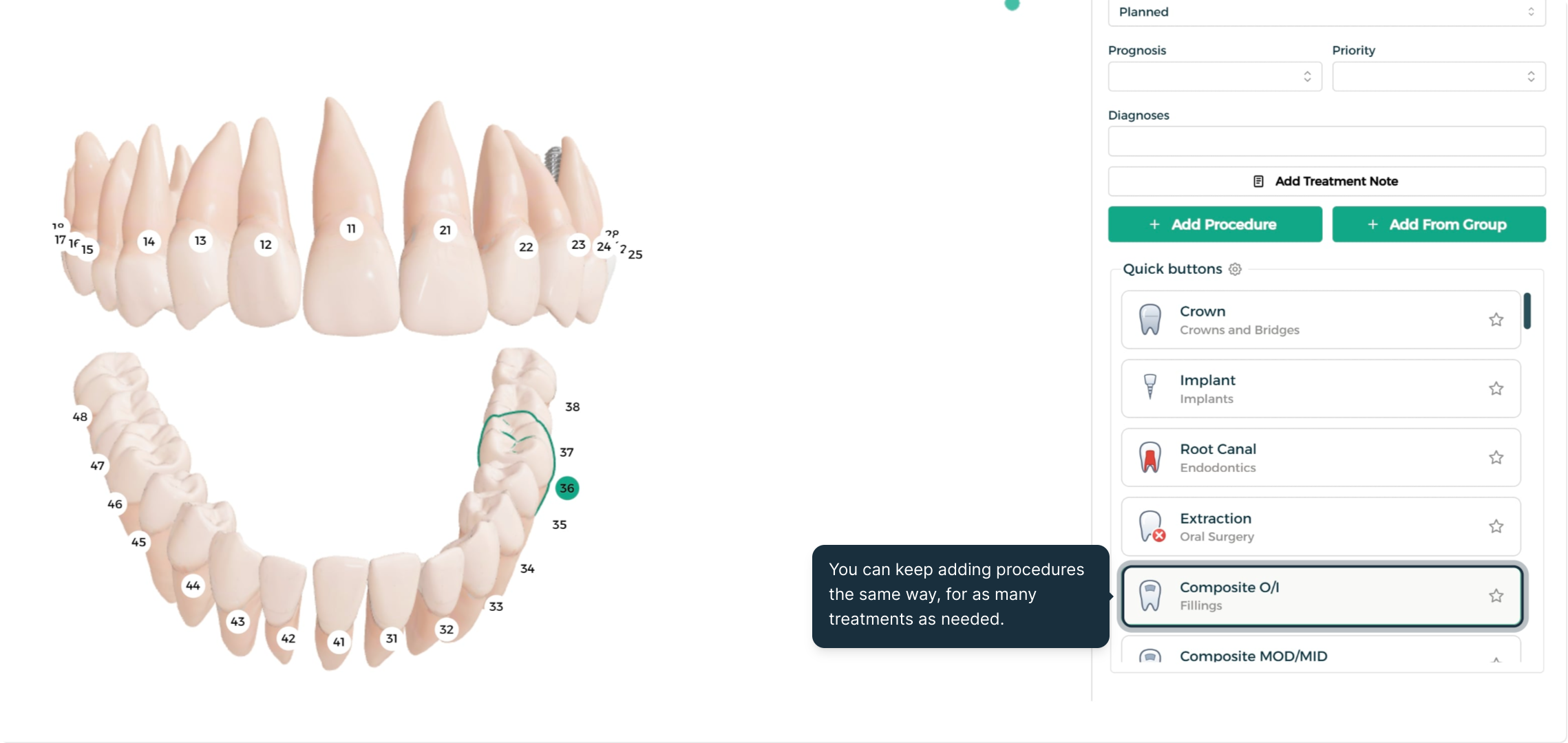 Step 4 - Procedure logged and chart updated